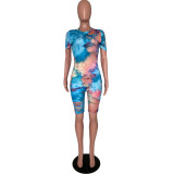 SC Tie Dye Print Hollow Skinny One Piece Rompers ARM-8182