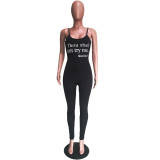 SC Personality Sexy Letter Print Suspenders Tight Jumpsuits BGN-082