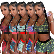 SC Casual Printed Tank Top Shorts Fitness 2 Piece Sets MOF-5163
