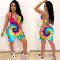 SC Sexy Tie Dye Halter Backless Hollow Rompers CM-748