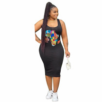 SC Plus Size Printed Sleeveless Midi Tank Dress YNB-7096