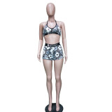 SC Floral Print Fitness Two Piece Shorts Set BN-9241