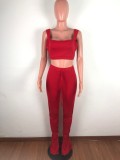 SC Sexy Crop Top Stacked Pants Two Piece Sets OSM-6080