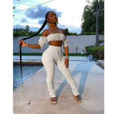 SC Sexy Off Shoulder Stacked Pants Two Piece Sets ASL-6275