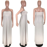 SC Sexy Strapless Solid High Waist Maxi Dress MN-9254