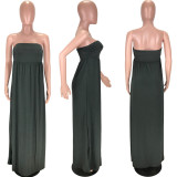 SC Sexy Strapless Solid High Waist Maxi Dress MN-9254