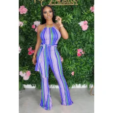 SC Fashion Striped Slim Flare Jumpsuit SFY-134