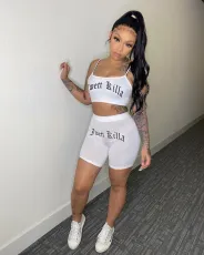 SC Letter Print Camisole Shorts Two Piece Set WSM-5154