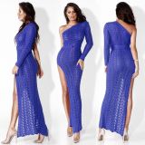 SC Sexy Off The Shoulder Cutout High Slit knitted Dress ZSD-013