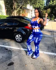 SC Plus Size Printed Tube Top Flared Pants Two Piece Set OYF-8027-1