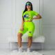 SC Fashion Lip Print T-shirt Shorts Sports Two Piece Set OYF-8061-1