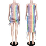 SC Multicolor Glitter Nightclub Suspender Dress Two Ways To Wear ASL-6277