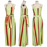 SC Colorful Stripe Spaghetti Strap Loose Maxi Dress SMR-9624