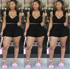 SC 2019 Summer Solid Color Flounced Shorts Sets 2 Pieces MDF-5052