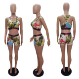 SC Sexy Printed Tank Tops Shorts Two Piece Suits LSL-8038