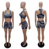 SC Sexy Printed Tank Tops Shorts Two Piece Suits LSL-8038