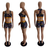 SC Sexy Printed Tank Tops Shorts Two Piece Suits LSL-8038