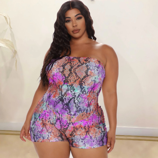 SC Plus Size 4XL Snake Skin Tie Dye Tube Rompers MX-1127