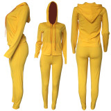 SC Solid Zipper Hoodies Tight Pants Two Piece Sets XMY-9179