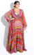 SC Plus Size 6XL Floral Print V Neck Bohemia Maxi Dress XMY-9026