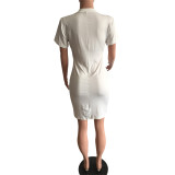 SC Letter Print Short Sleeve Slim Mini Dress XMY-9003