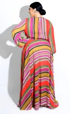 SC Plus Size 6XL Floral Print V Neck Bohemia Maxi Dress XMY-9026