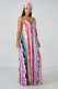 SC Colorful Striped Sashes Loose Maxi Slip Dress XMY-9034