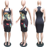 SC Casual Printed Sleeveless Slim Knee Length Dress BGN-089