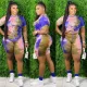 SC Plus Size 5XL Tie Dye Short Sleeve 2 Piece Shorts Set XMY-9248
