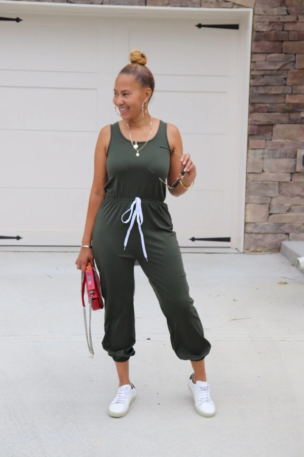 SC Solid Sleeveless O Neck Casual One Piece Jumpsuit SFY-142
