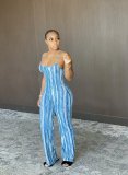 SC Sexy Striped Backless Strap One Piece Jumpsuits YM-9215