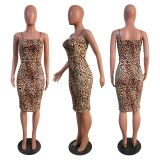 SC Sexy Leopard Print Spaghetti Strap Club Dress JH-174