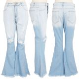 SC Plus Size 5XL Fat MM Denim Hole Skinny Jeans HSF-2108