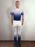 SC Plus Size Gradient T-shirt Stacked Flare Pants Suit OSM-3302