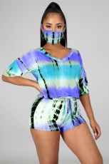 SC Fashion Tie-dye Casual Two Piece Suit Without Mask LX-6871