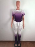 SC Plus Size Gradient T-shirt Stacked Flare Pants Suit OSM-3302