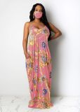 SC Sexy Printed Spaghetti Strap Maxi Dress Without Mask TR-1053