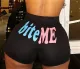 SC Plus Size Letter Print Fitness Yoga Skinny Shorts SHD-9305