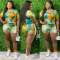 Plus Size 4XL Tie Dye V Neck One Piece Rompers Without Mask SMD-2034