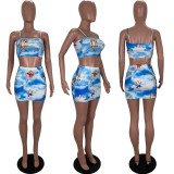 SC Angel Print Cami Top Mini Skirt Two Piece Sets LUO-3080