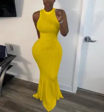 SC Sexy Solid Sleeveless Slim Mermaid Maxi Dress TK-6099