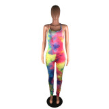 SC Sexy Fashion Tie-dye Print Suspenders Jumpsuit BS-1207