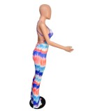 SC Tie Dye Print Strappy Backless Jumpsuits QZX-6140