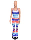 SC Tie Dye Print Strappy Backless Jumpsuits QZX-6140