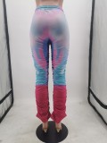 SC Plus Size Tie Dye Print Long Stacked Pants MTY-6316-1