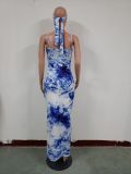 SC New Fashion Sexy Print Spaghetti Strap Dress With Mask And Headscarf JH-176
