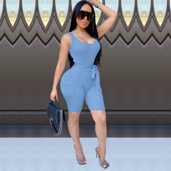 SC Solid Sleeveless Sexy Bodycon Rompers HM-6331