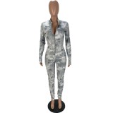 SC Long Sleeve Tie-dyed Sports Casual Long Jumpsuit With Mask AWN-5101
