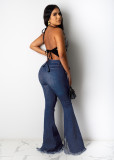 SC Denim Ripped Hole High Waist Flared Jeans LX-6013