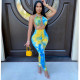 SC Sexy Tie Dye Halter Backless One Piece Jumpsuits CHY-1250